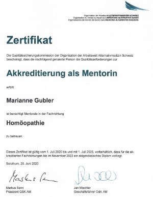 Zertifikat Mentorin