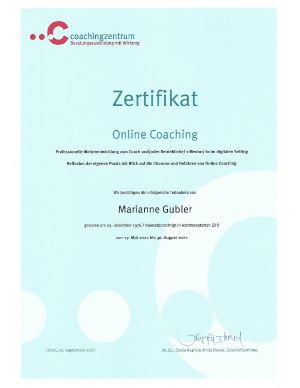 Zertifikat Online Coaching